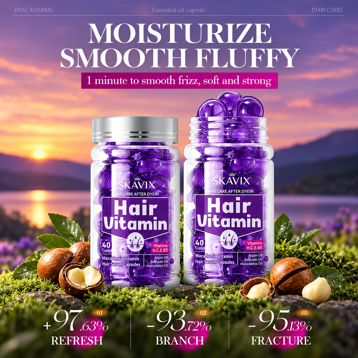 💜 SKAVIX™ Hair Vitamin Capsules – Tame Frizz, Nourish Dry Hair & Boost Shine ✨ | 40 Capsules
