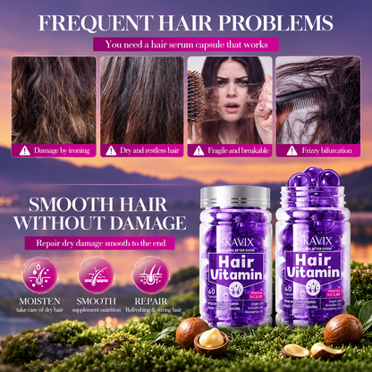 💜 SKAVIX™ Hair Vitamin Capsules – Tame Frizz, Nourish Dry Hair & Boost Shine ✨ | 40 Capsules