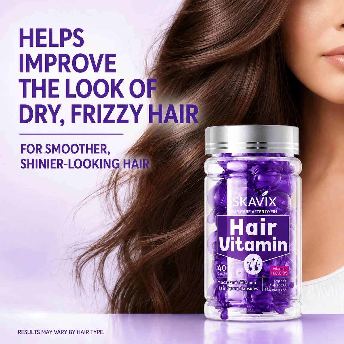 💜 SKAVIX™ Hair Vitamin Capsules – Tame Frizz, Nourish Dry Hair & Boost Shine ✨ | 40 Capsules