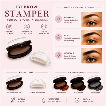 Perfectly Matched Brows in 5 Seconds—The beginner-friendly brow stamp that creates natural, fuller-looking eyebrows - no drawing skills needed.