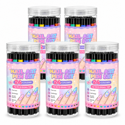 🎨24‑Colors Dual‑Ended Nail Art Pens‑DIY Manicure Drawing Set🎁
