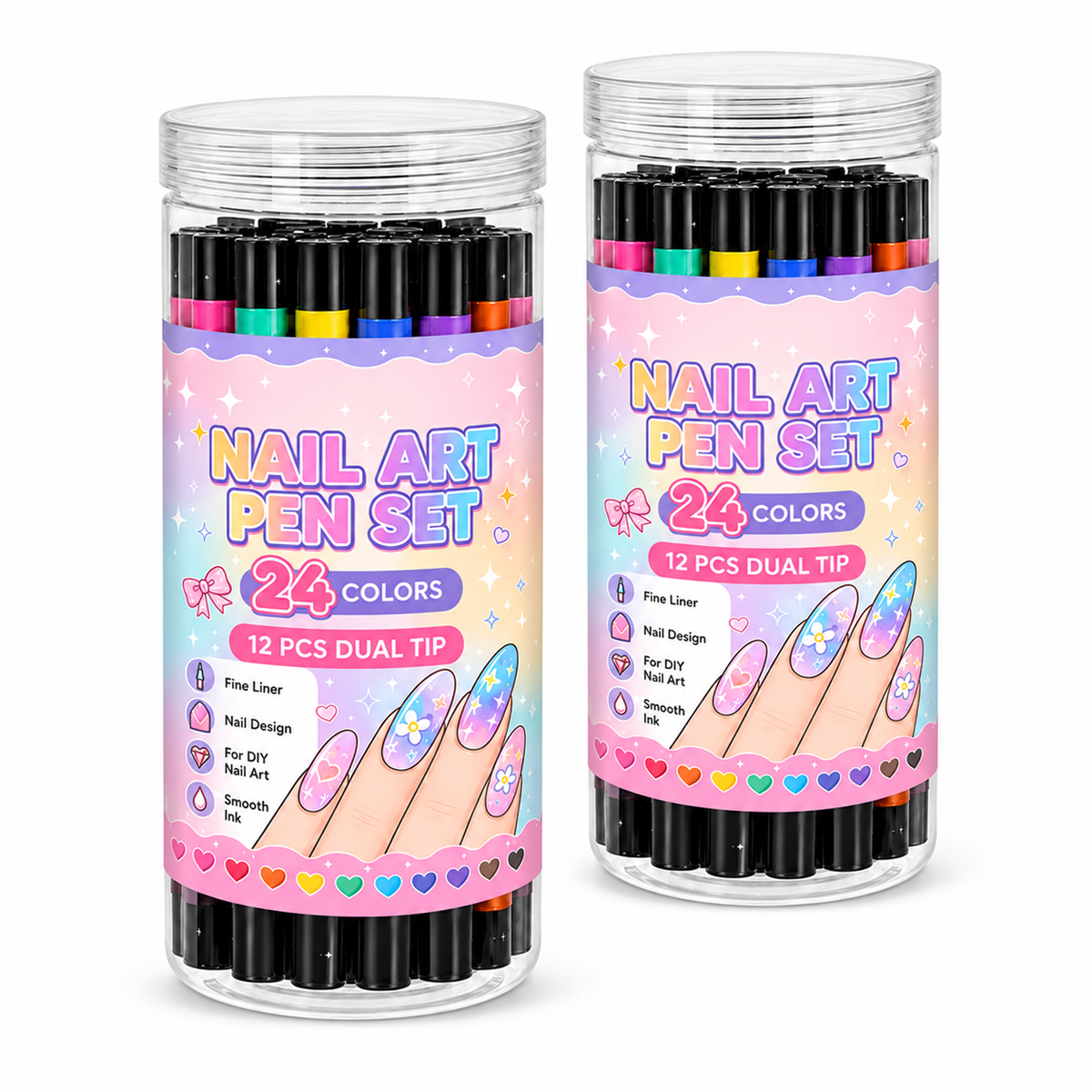 🎨24‑Colors Dual‑Ended Nail Art Pens‑DIY Manicure Drawing Set🎁