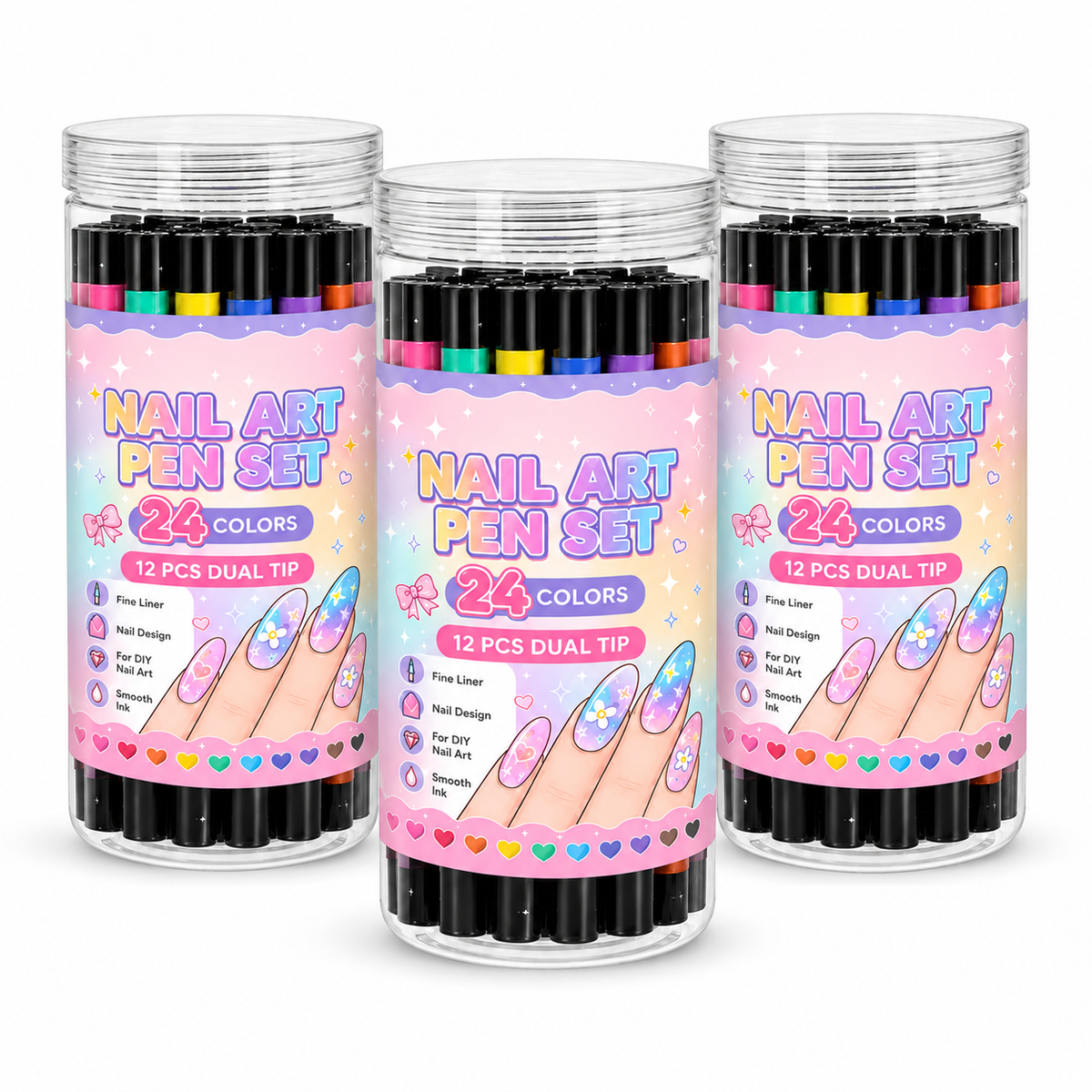 🎨24‑Colors Dual‑Ended Nail Art Pens‑DIY Manicure Drawing Set🎁