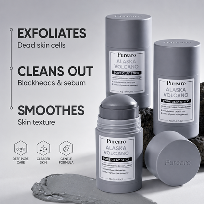 🌋 Purearo Clay Mask Stick Deep Pore Cleanse for Smoother Skin ✨